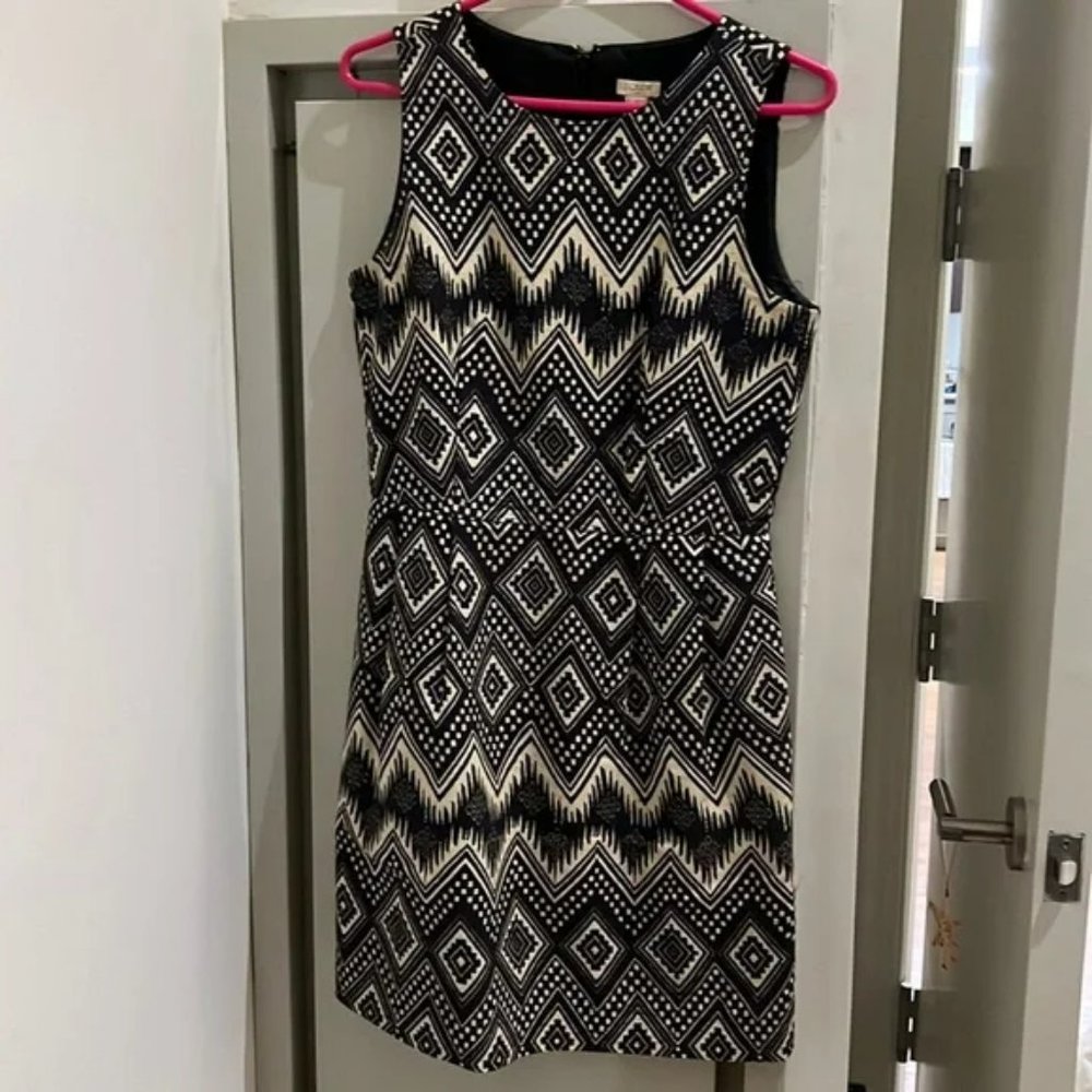 J. Crew 4 Dress ~ Black & White Geometric Print